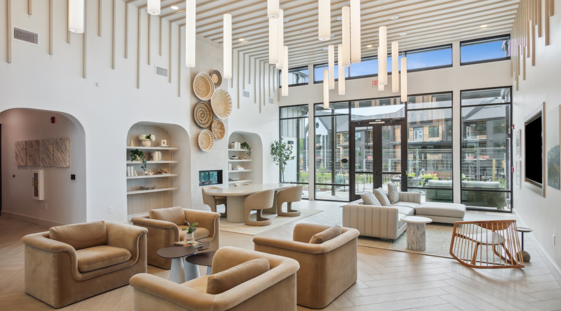 Beautiful clubroom with lounge seating and natural lighting